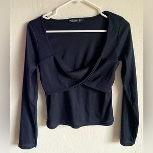 NASTYGAL | cropped black long sleeve top | women’s US 8